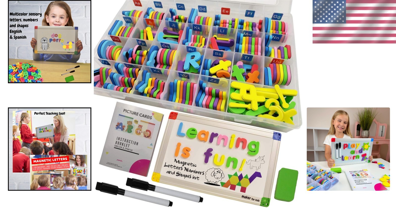 Magnetic Alphabet Letters Set with Double-Sided Whiteboard