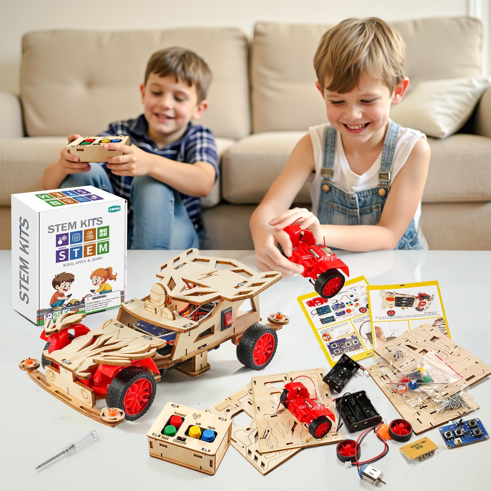 STEM Toys for Ages 8-13, Remote Control Model Car Building Science Small, Red