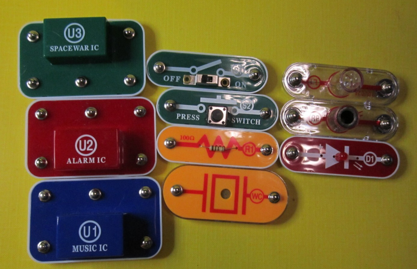 ELENCO Snap Circuits Replacement Part: Lot of 12 WC D1 U2 U1 U3 S2 S1 L1 RP R1