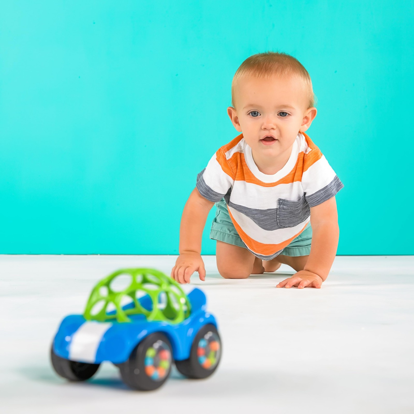 Bright Starts Oball Easy Grasp Rattle & Roll Toy 1 Count (Pack of 1), Blue