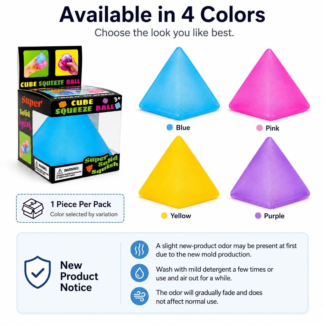 JntuJti Pyramid Squishy Squeeze Toy – Blue Stress Relief Fidget Ball