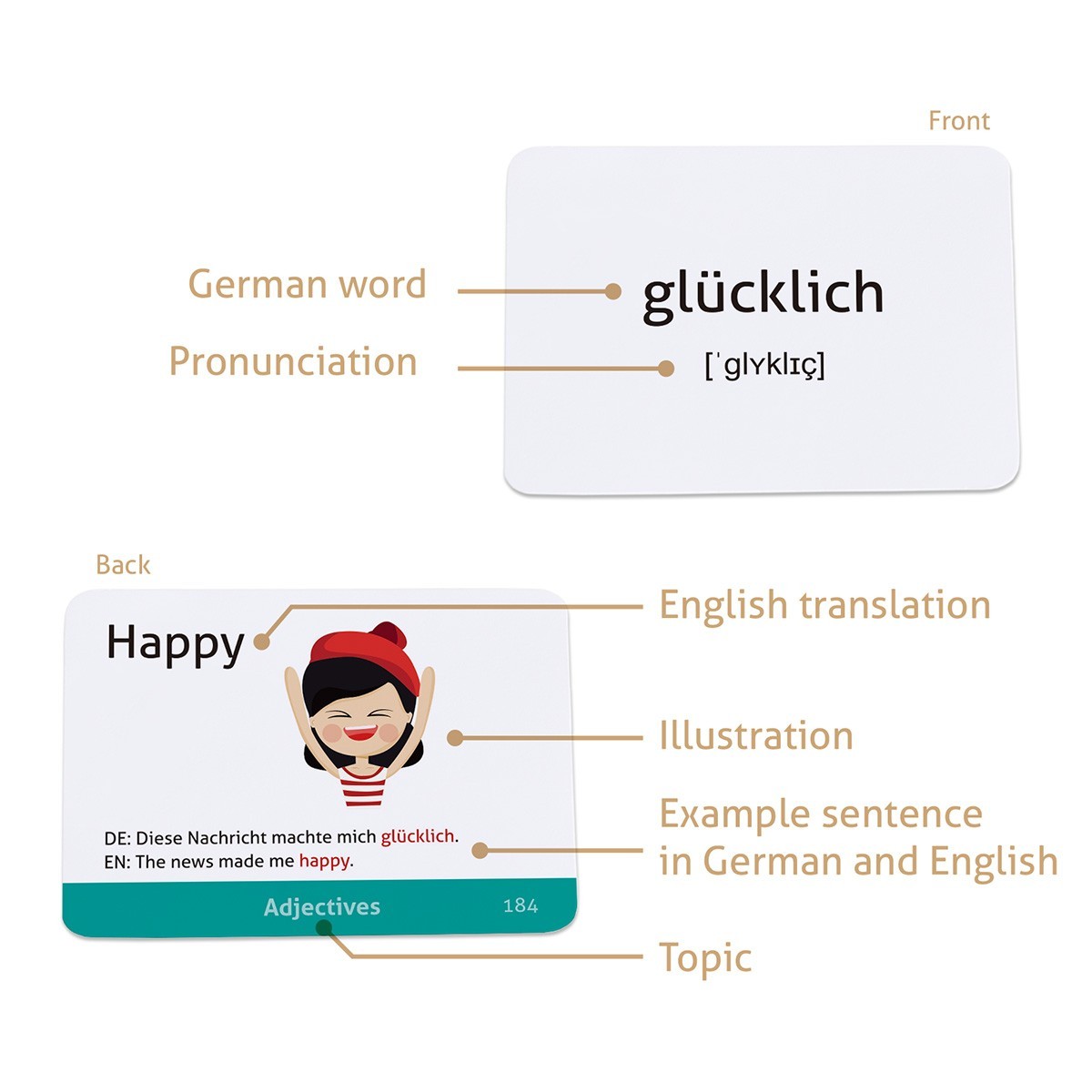 German Vocabulary Educational Flashcards for Beginners