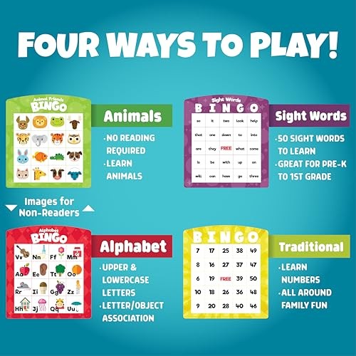 Family Bingo – Educational Bingo Game for Kids Ages 3–6+ | Four Games in One:
