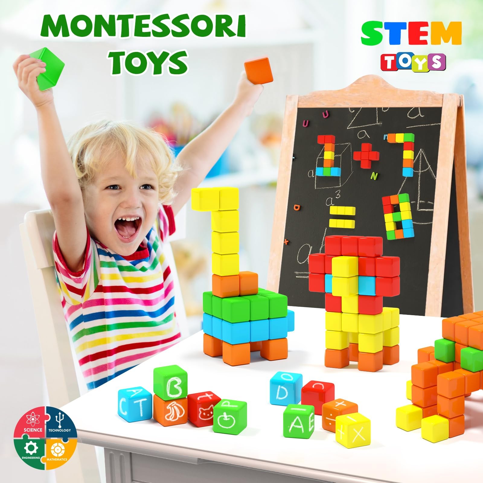 Hiwawind 40pcs Magnetic Blocks -Ideal Gifts for 3 4 5 Large,