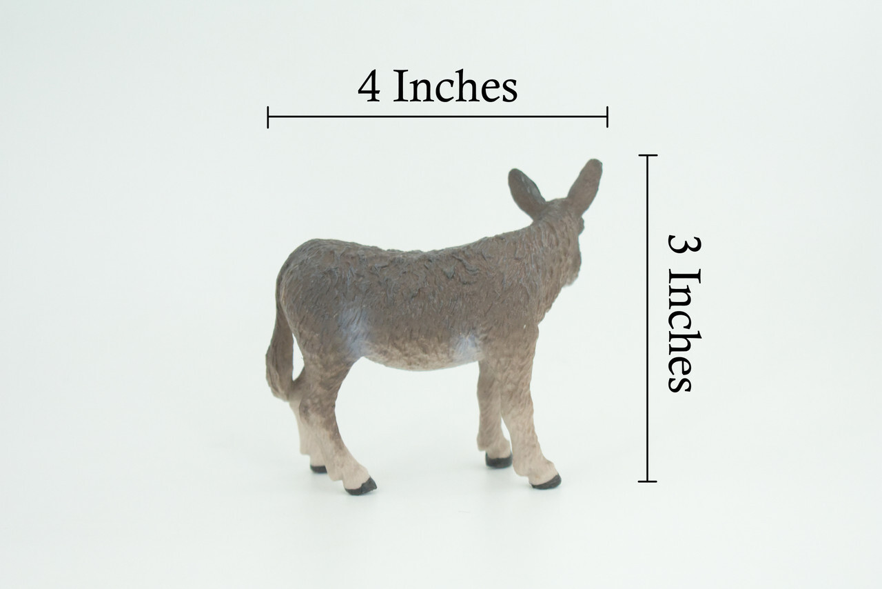 Donkey Toy Realistic Hand Painted Rubber Farm Model 4 Inches CH846 BB197