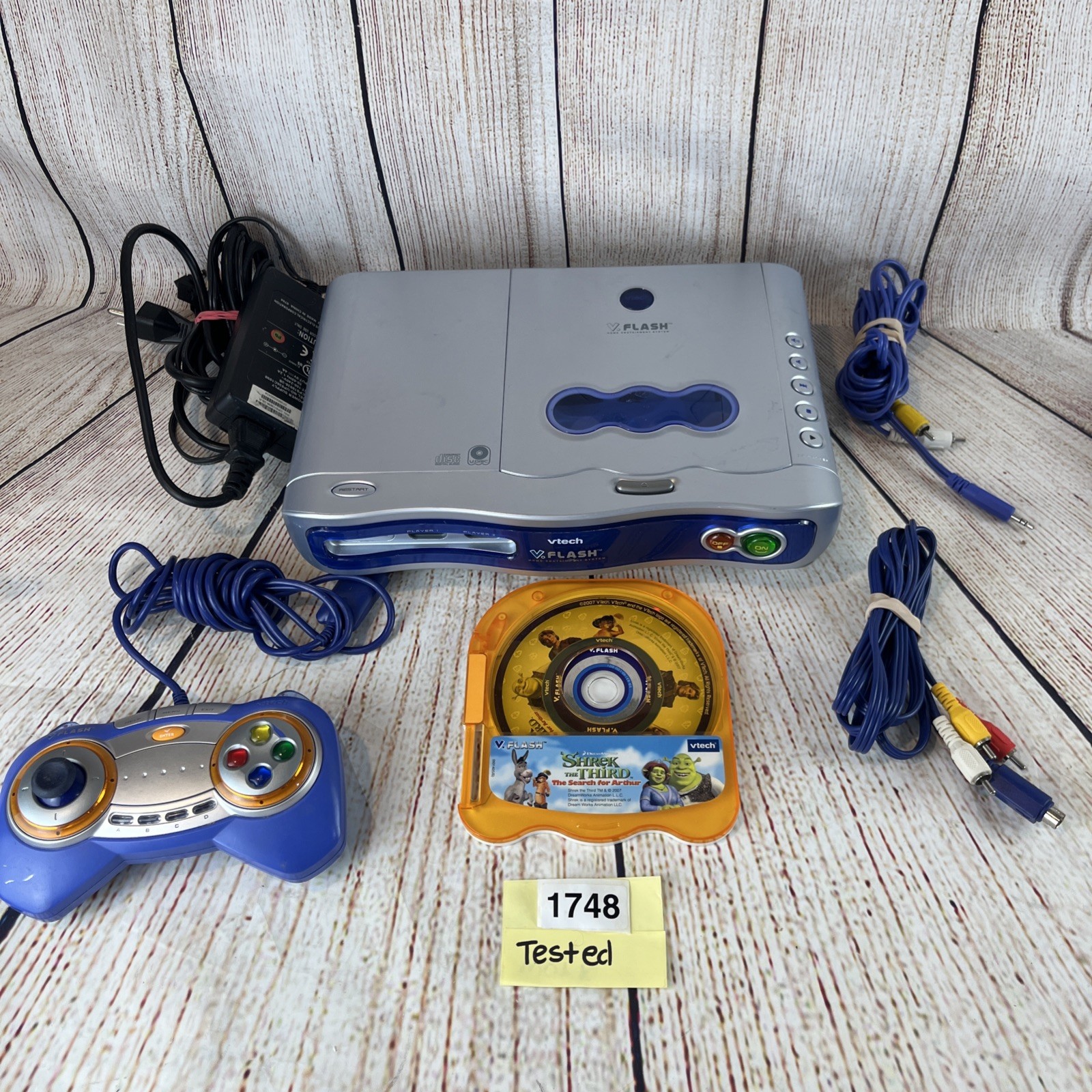 VTech V Flash Educational Console Bundle Controller Cables Shrek The Third Game