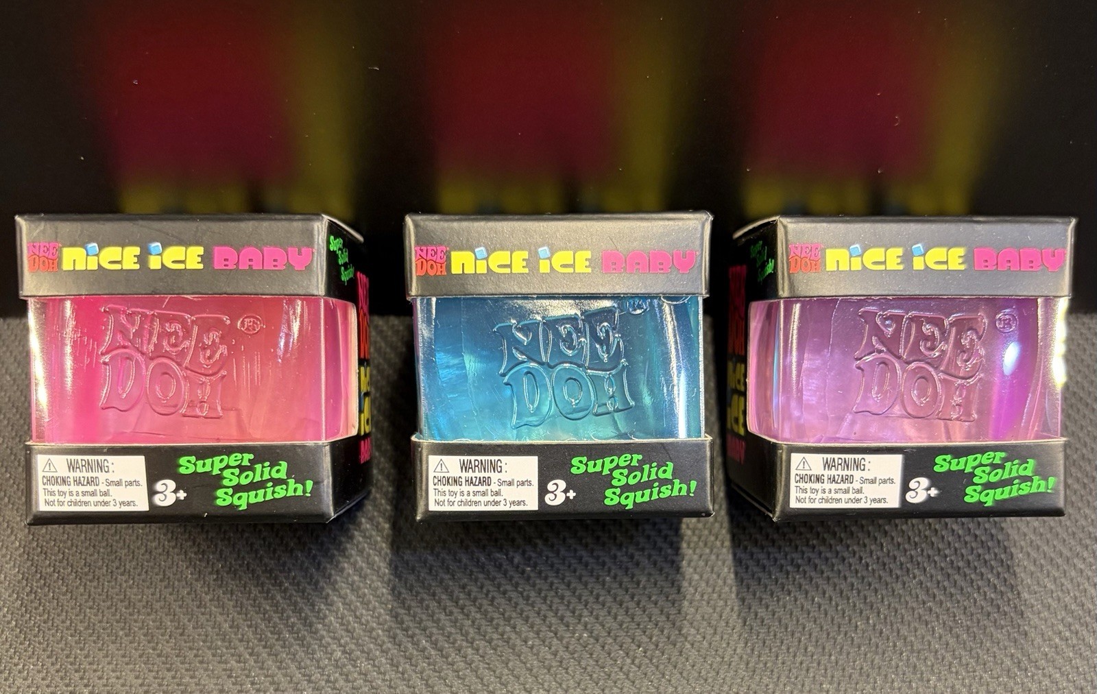 Lot of 3 Needoh NICE ICE BABY mini cube Blue, Pink & Purple- Authentic- NEW- FS