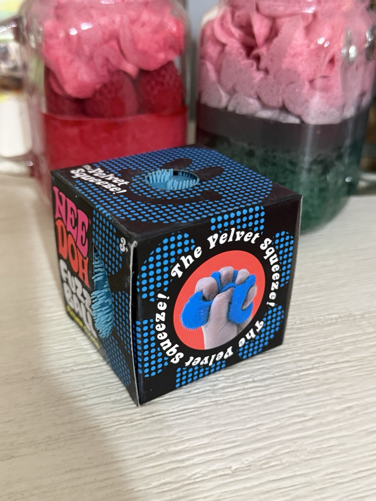 BLUE Needoh FUZZ BALL Flower Power Nee Doh Squishy NEE-DOH Fuzzball AUTHENTIC US