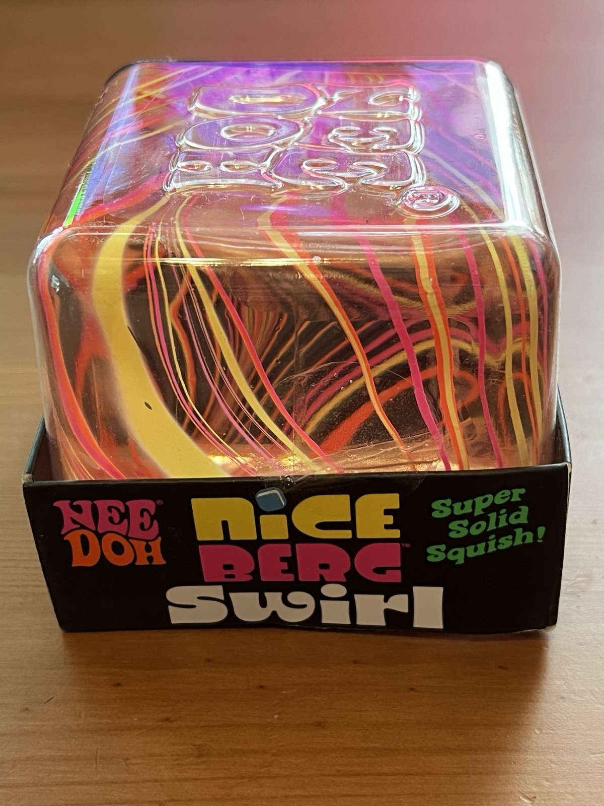 NeeDoh Nice Berg Swirl XL Giant Nee Doh Squishy Swirl Cube Orange Pink Yellow