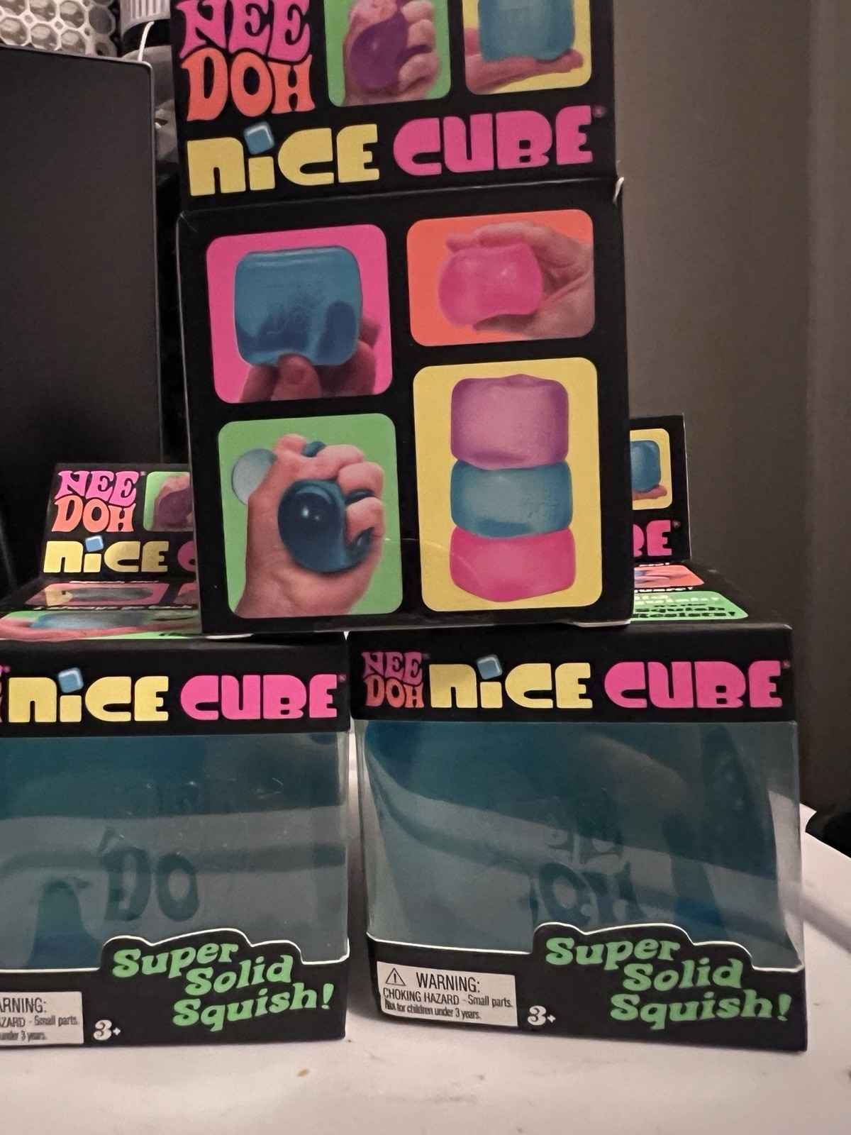 Nee Doh Needoh Nice Cube Blue Ice Super Solid Squish Authentic NEW
