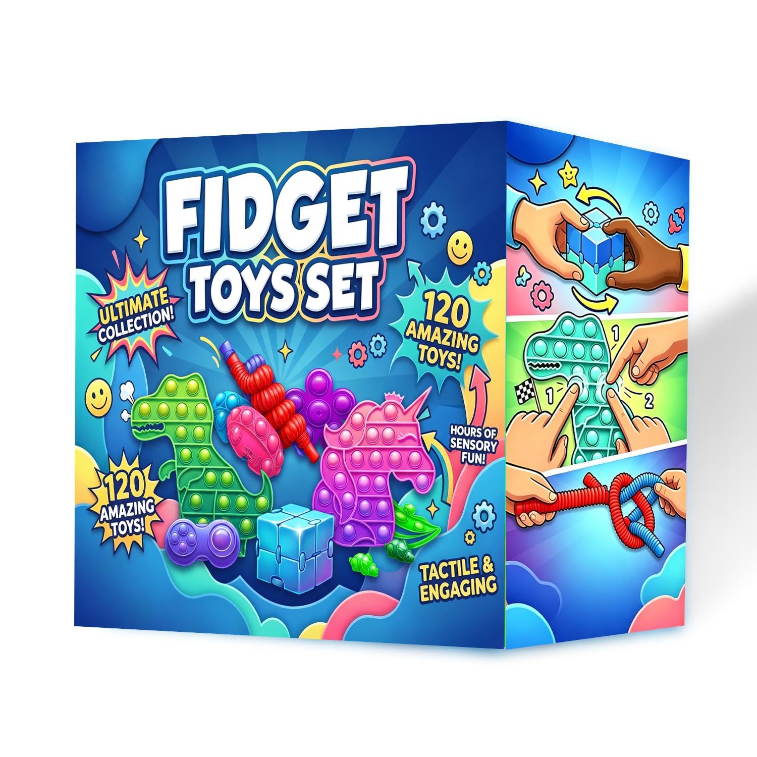 Fidget Toys, 120 Pack Party Favors for Kids 8-12 4-8, Medium, 120