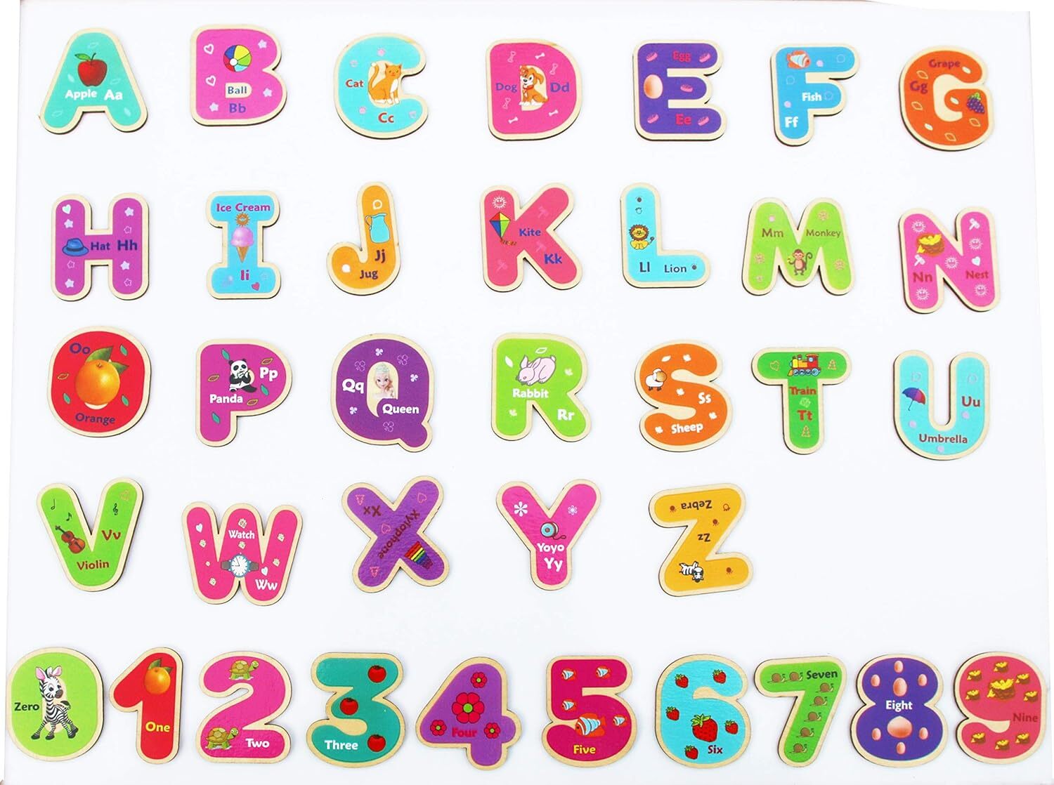 Wooden Magnetic Letters and Numbers – Fridge Magnets for Kids- Alphabet Lette…