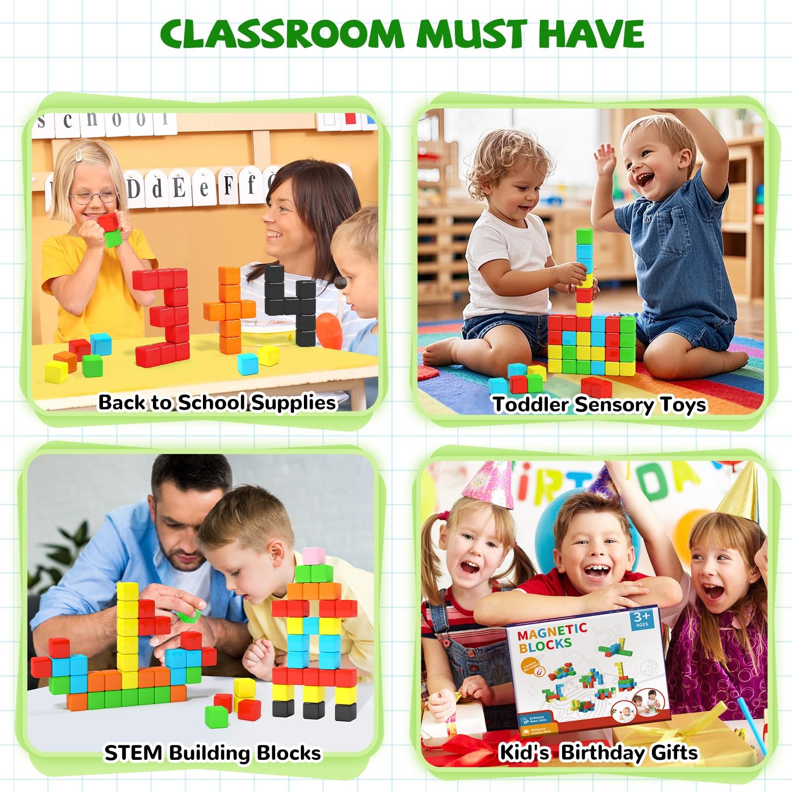 Hiwawind 40pcs Magnetic Blocks -Ideal Gifts for 3 4 5 Large,