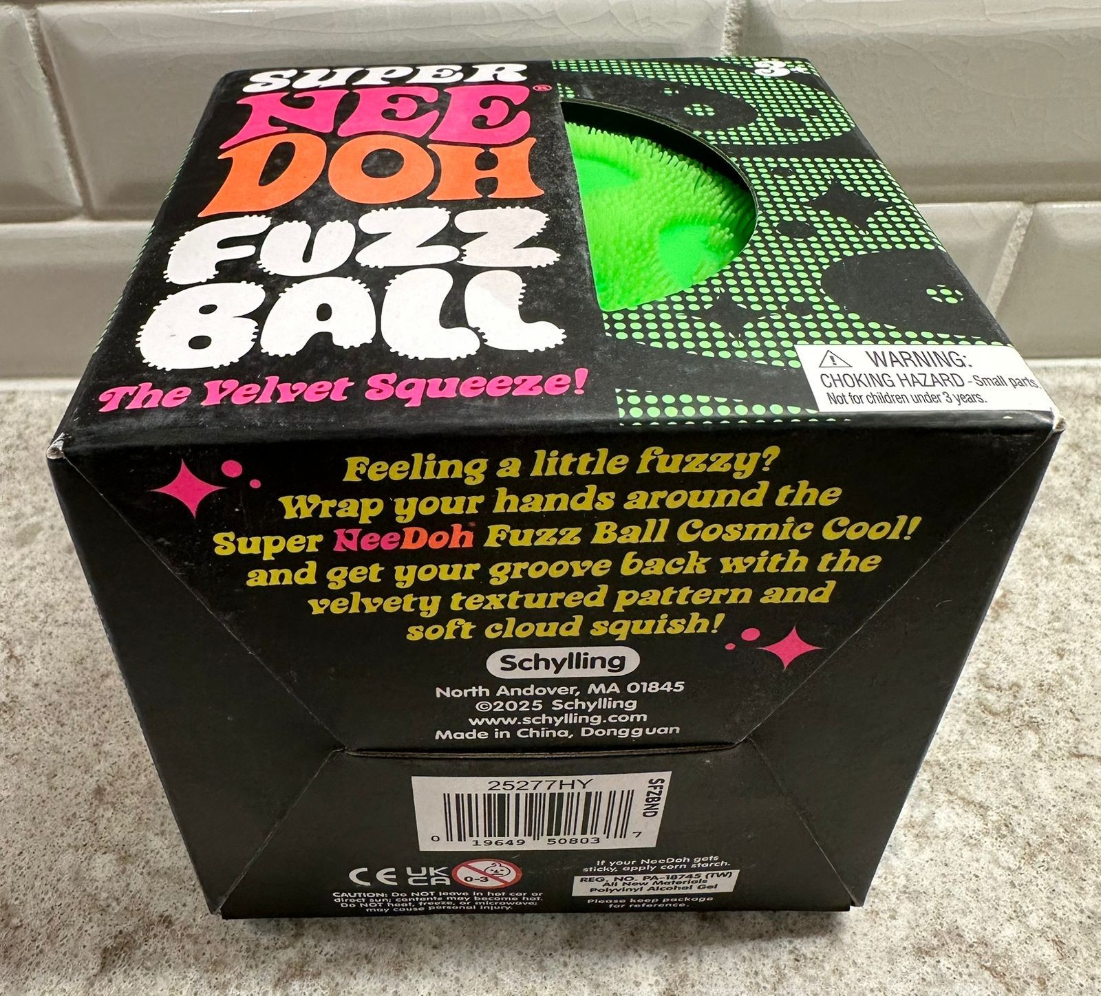 Schylling Nee Doh SUPER Fuzz Ball The Velvet Squeeze Green Sensory Toy AUTHENTIC