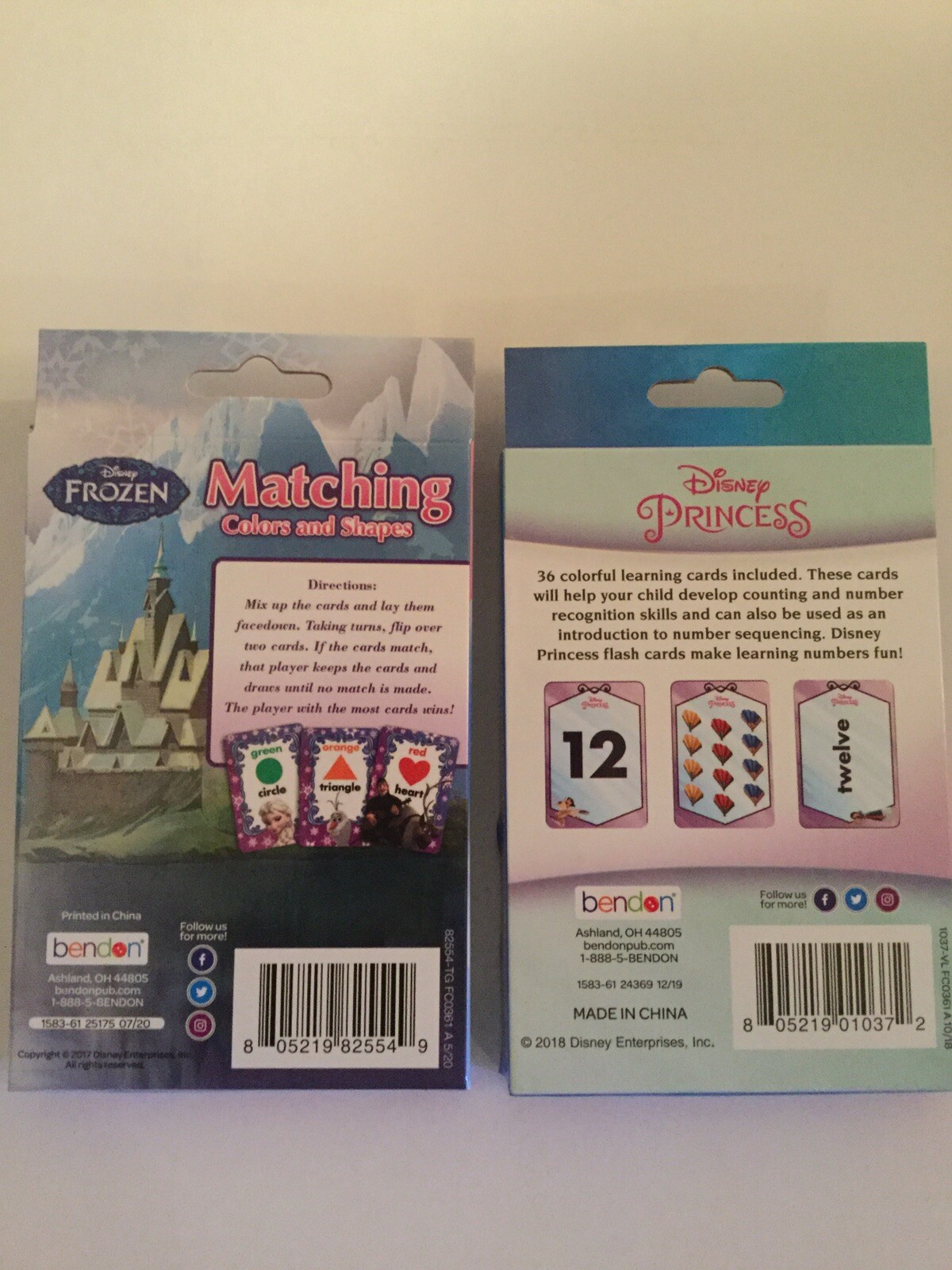 2 box Disney Princess learning cards numbers counting colors shapes education