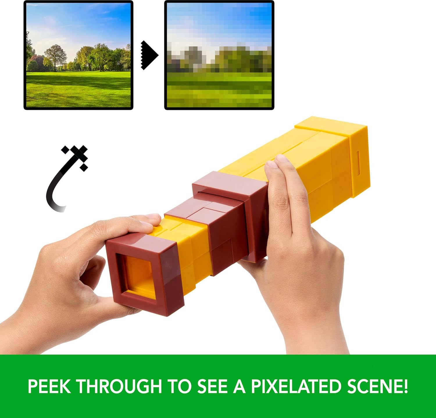 Minecraft Pixel Spyglass Toy with Pixelating Viewing Lens, Kid-Sized Accessory f