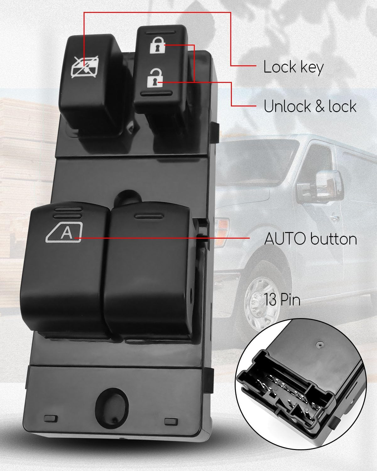 Master Power Window Switch Fit for Nissan NV1500 NV2500 NV3500 2013-2021, Front