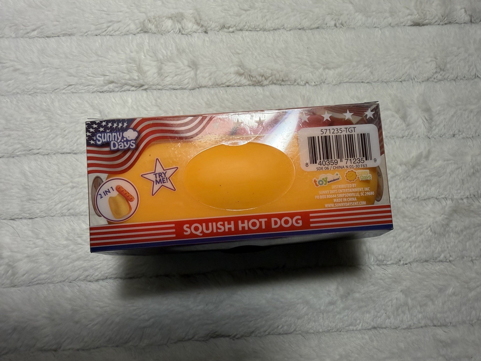 Sunny Days Hot Dog 2-in-1 Squishy Stretchy Tactile Squeeze Toy Yellow/Red