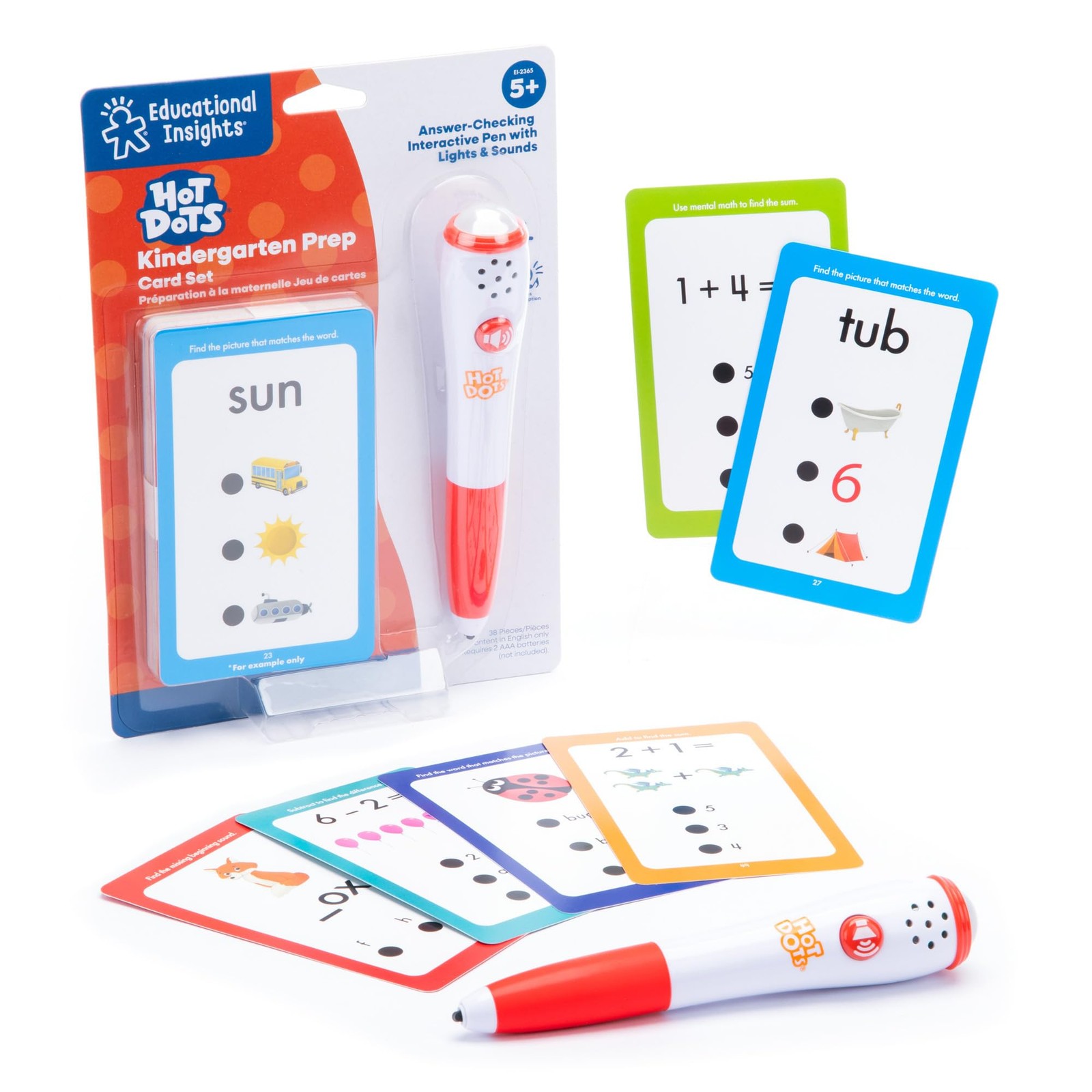 Educational Insights Hot Dots Kindergarten Prep Set – Kids Flash Cards 3″ x 5″