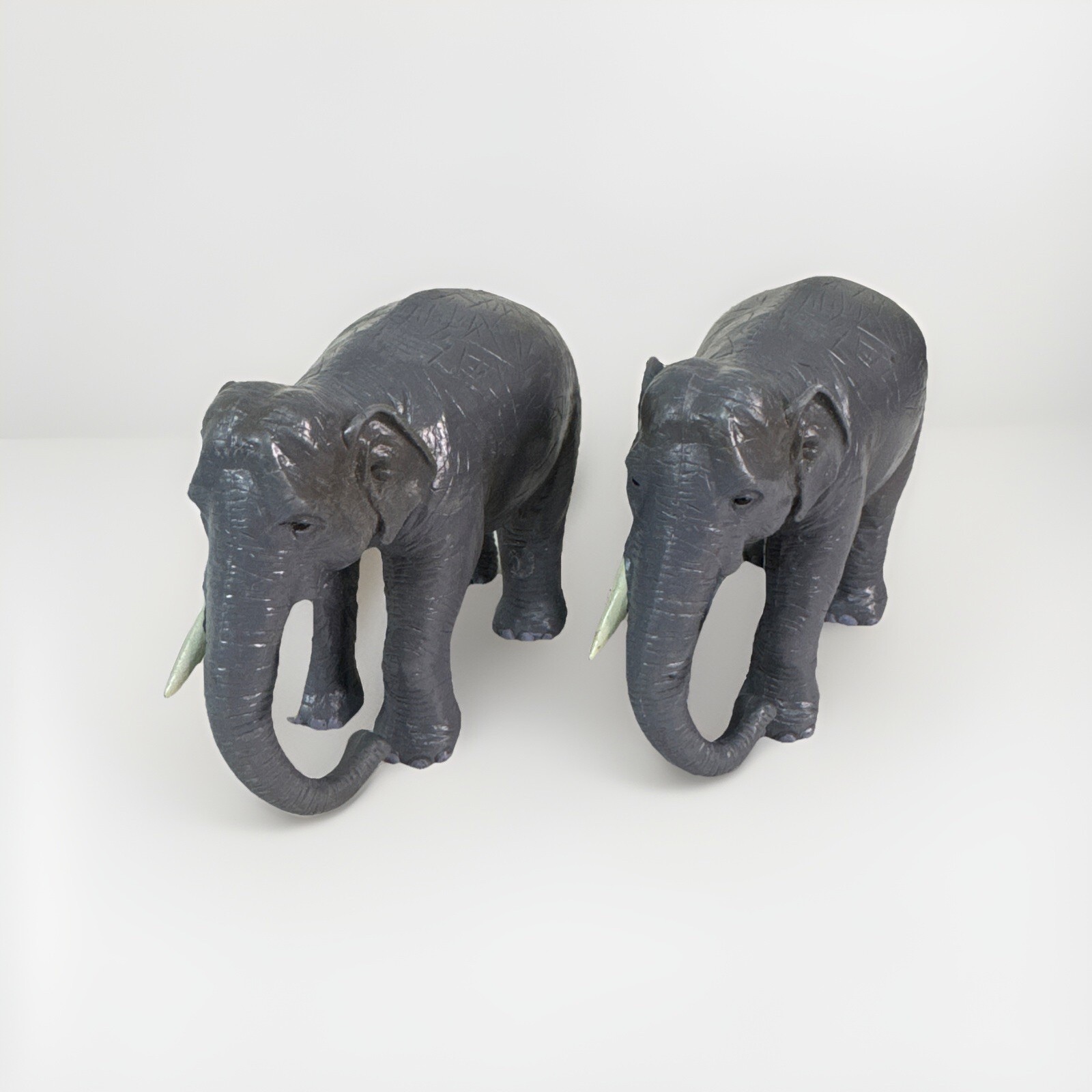Terra by Battat Gray African Elephants Lot of 2 Lightly Used Hard Plastic Toy
