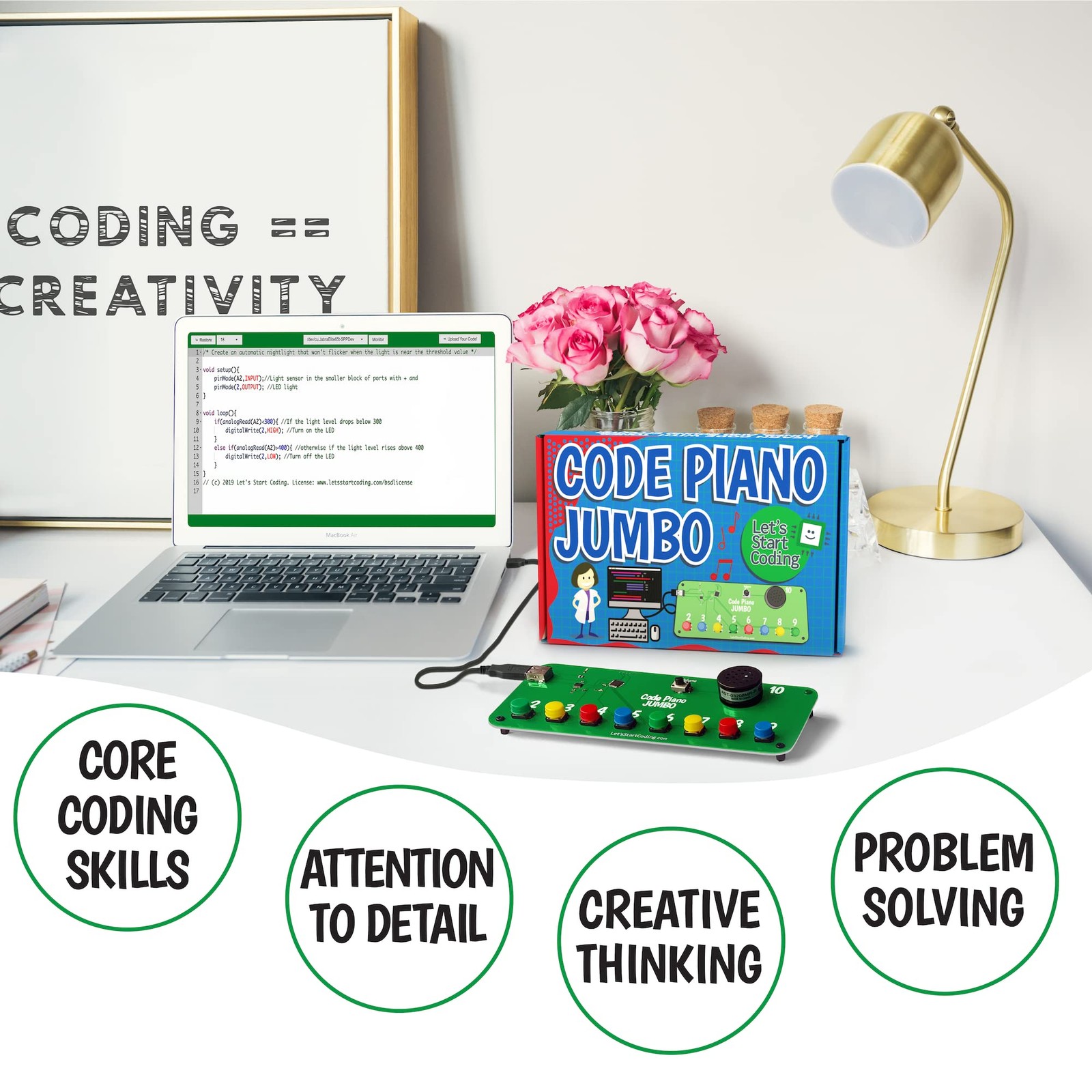 Let’S Start Coding Code Piano Jumbo Stem Coding Toy For Kids 8-12 And Teens.