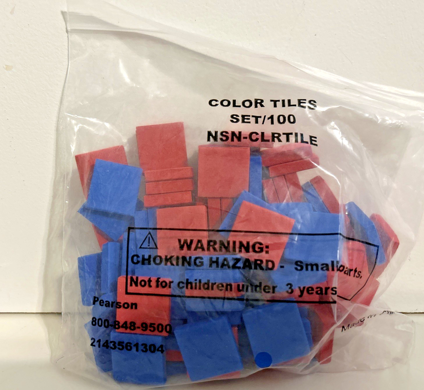 Pearson Foam Red and Blue Tiles Manipulite Math Manipulative Set of 400