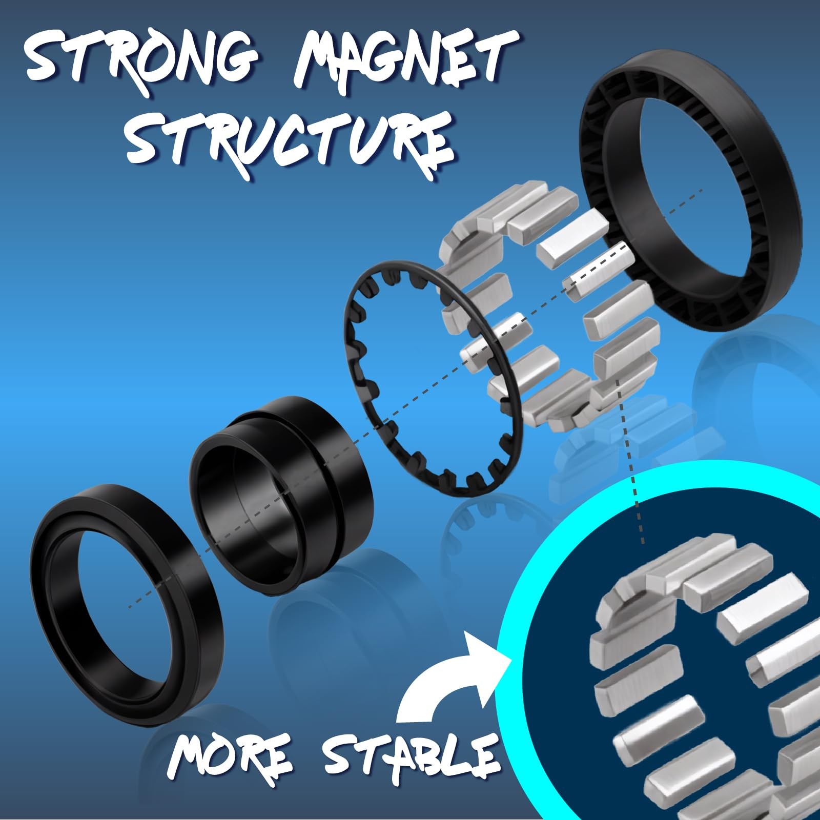 Cevioce 3 PCS Magnetic Rings Fidget Toys Set for Small, 3 Pcs-pure Black