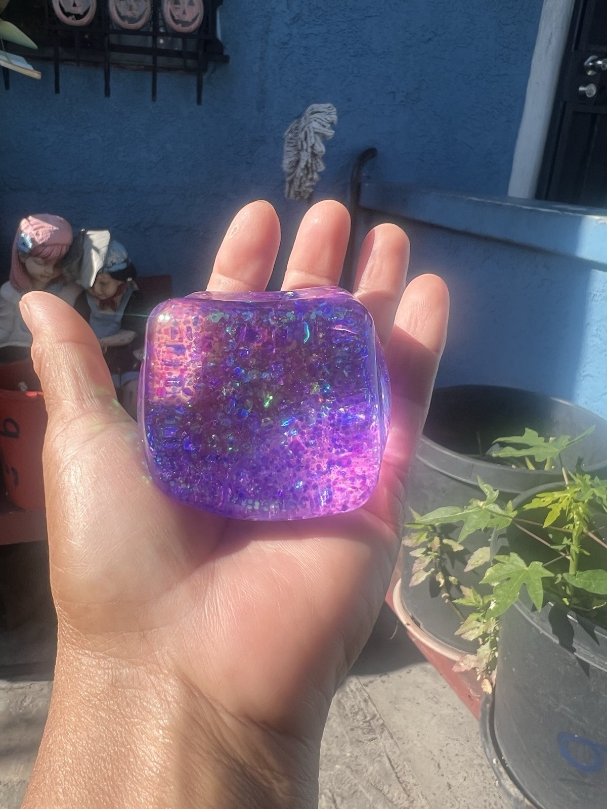 Super Solid Glitter Squish Cube Squeeze Ball, Multicolor, Ages 3+ Years
