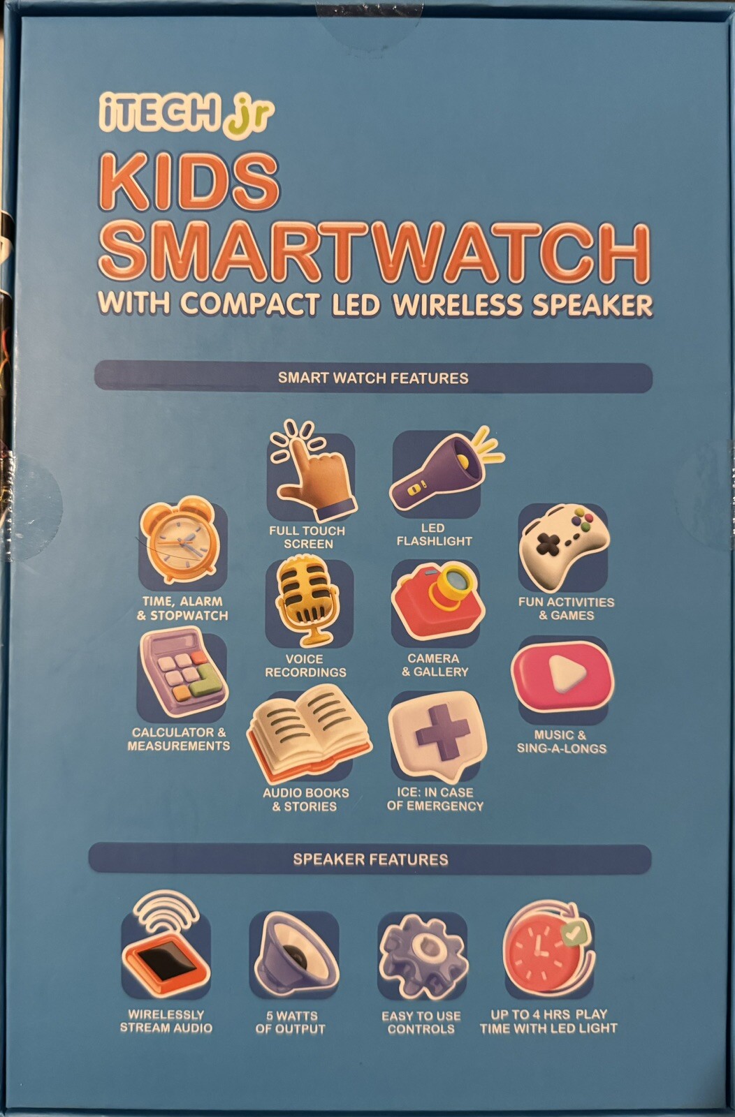 iTech Jr Kids Smart Watch w/ Compact Wireless Speaker – Music 25+ Games – Boys