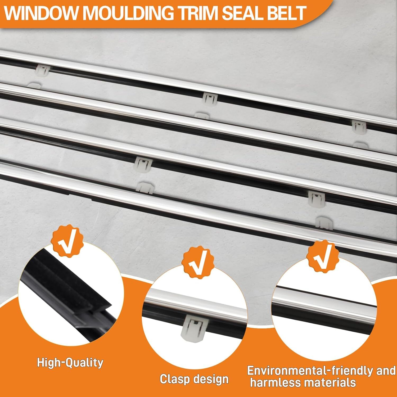 4Pcs Car Window Moulding Trim Seal Belt Weatherstrip Comptabile with Accord