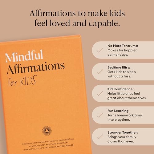 30 Positive Mindful Affirmation Cards for Kids with Display Stand Kids Edition