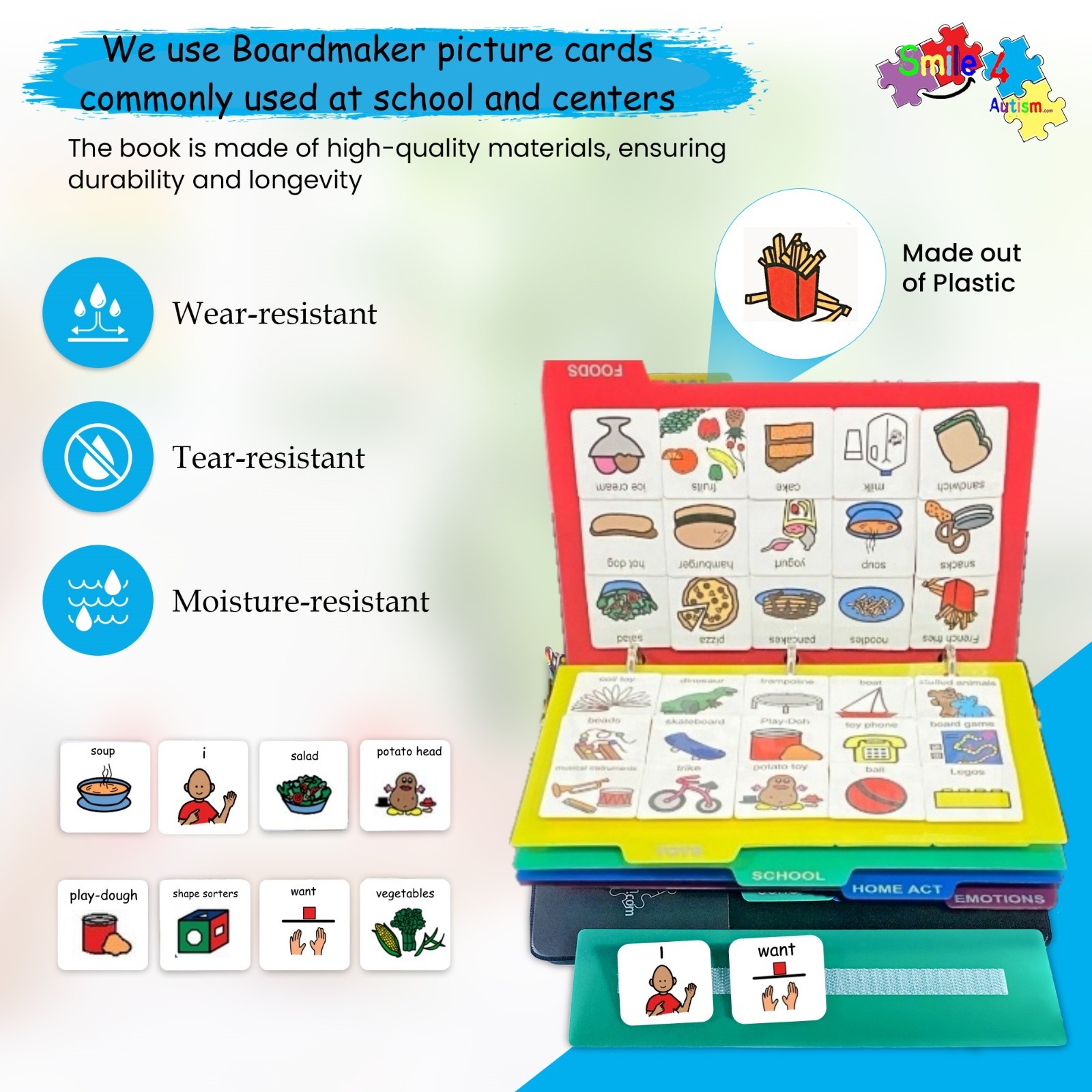 152 Laminate cartoon visual Cards Communication Book, Autism ASD ADHD Apraxia