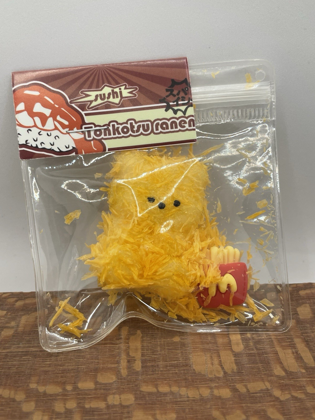 Taba Squishy Mini Flocked Teddy Bear With French Fries! Tonkotsu Ranen. Tiny!