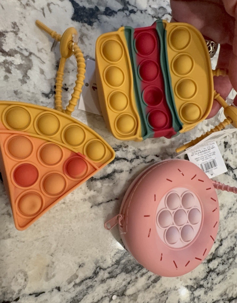 New THREE Pop It Fidget Coin Pouches Can Hook On Backpack, Water Bottle, Etc
