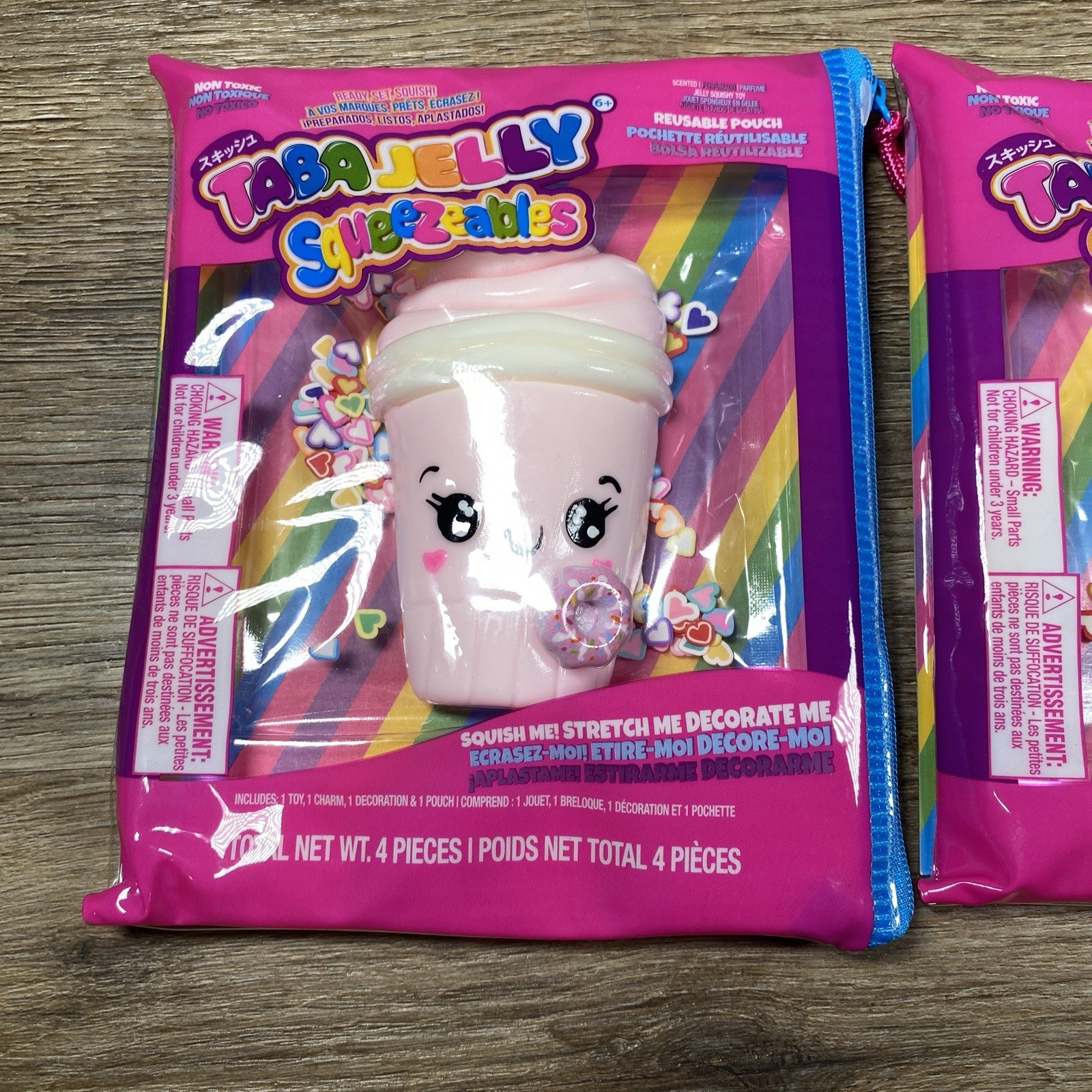 2 Taba Scented Jelly Squeezeables Pink Shake Squishy Squeeze Toy w Pouch DIY NEW