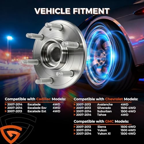 2pcs 512460 Front/Rear Wheel Hub and Bearing Assembly Compatible withFord
