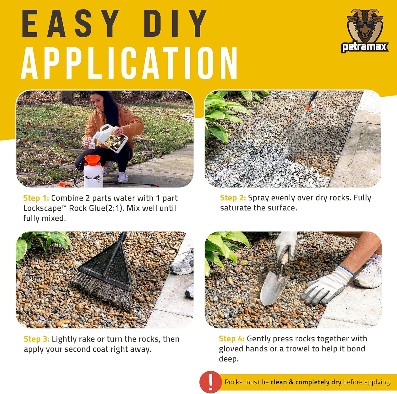 Petra Max Rock Glue for Landscaping, 32 Ounce – Ground Coverage & Pet Safe Mulch