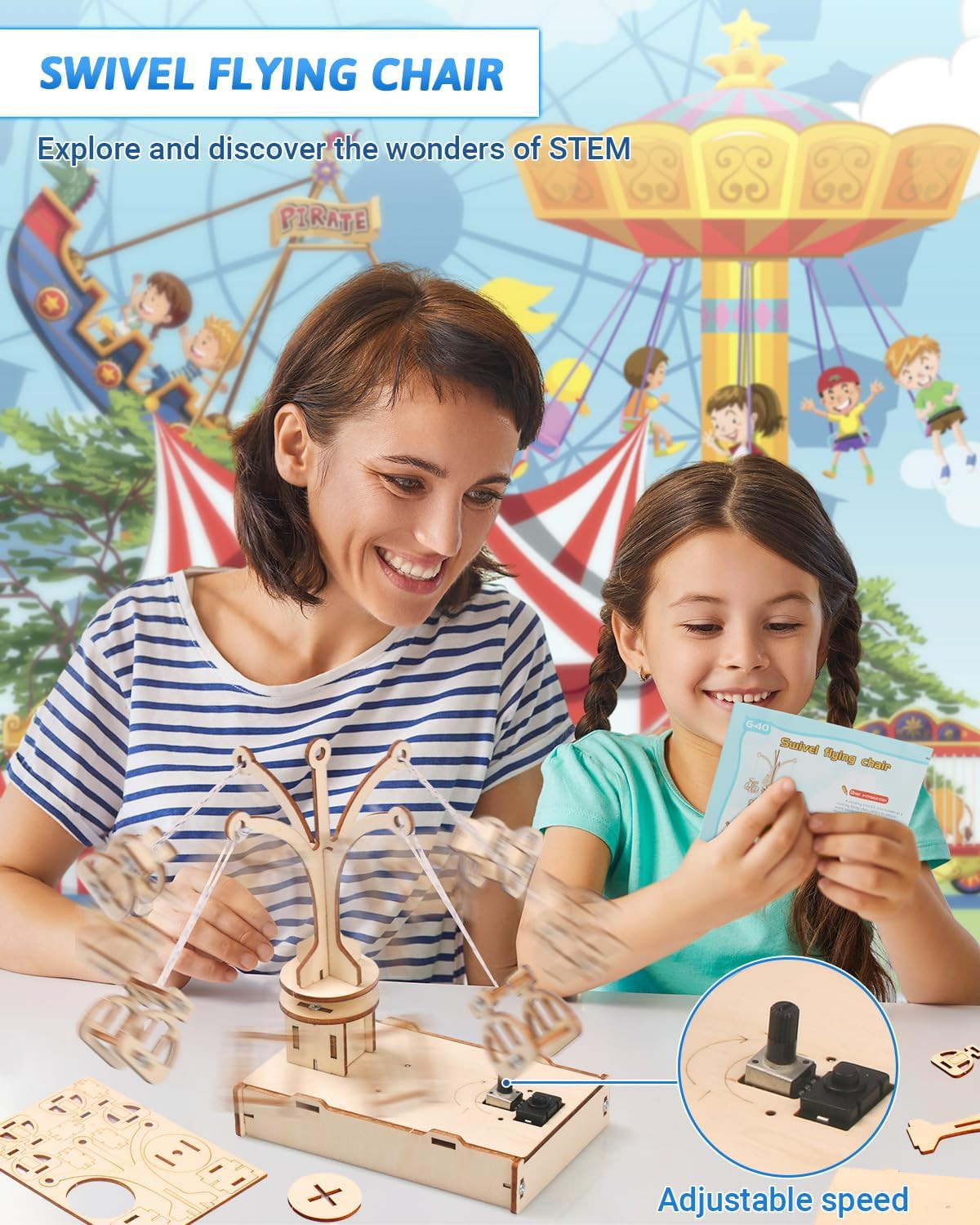 STEM Kits for Kids Ages 8-10-12, 5 Set Wooden 3D Puzzles, Educational Science Ex