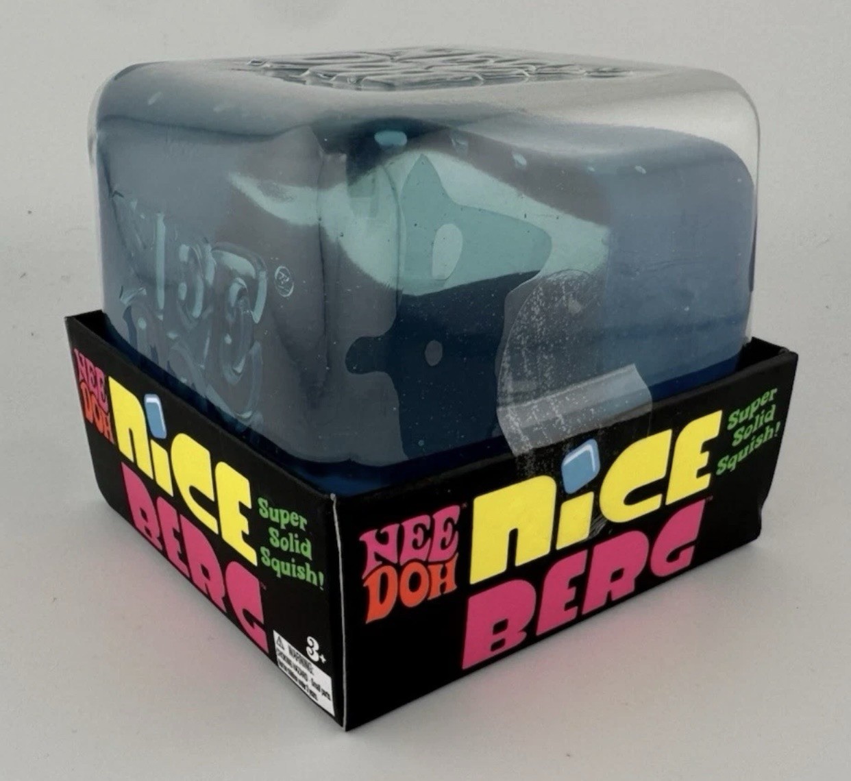 Nee Doh Niceberg Super Solid Squish Tactile Squeeze Toy, Blue, Ages 3+