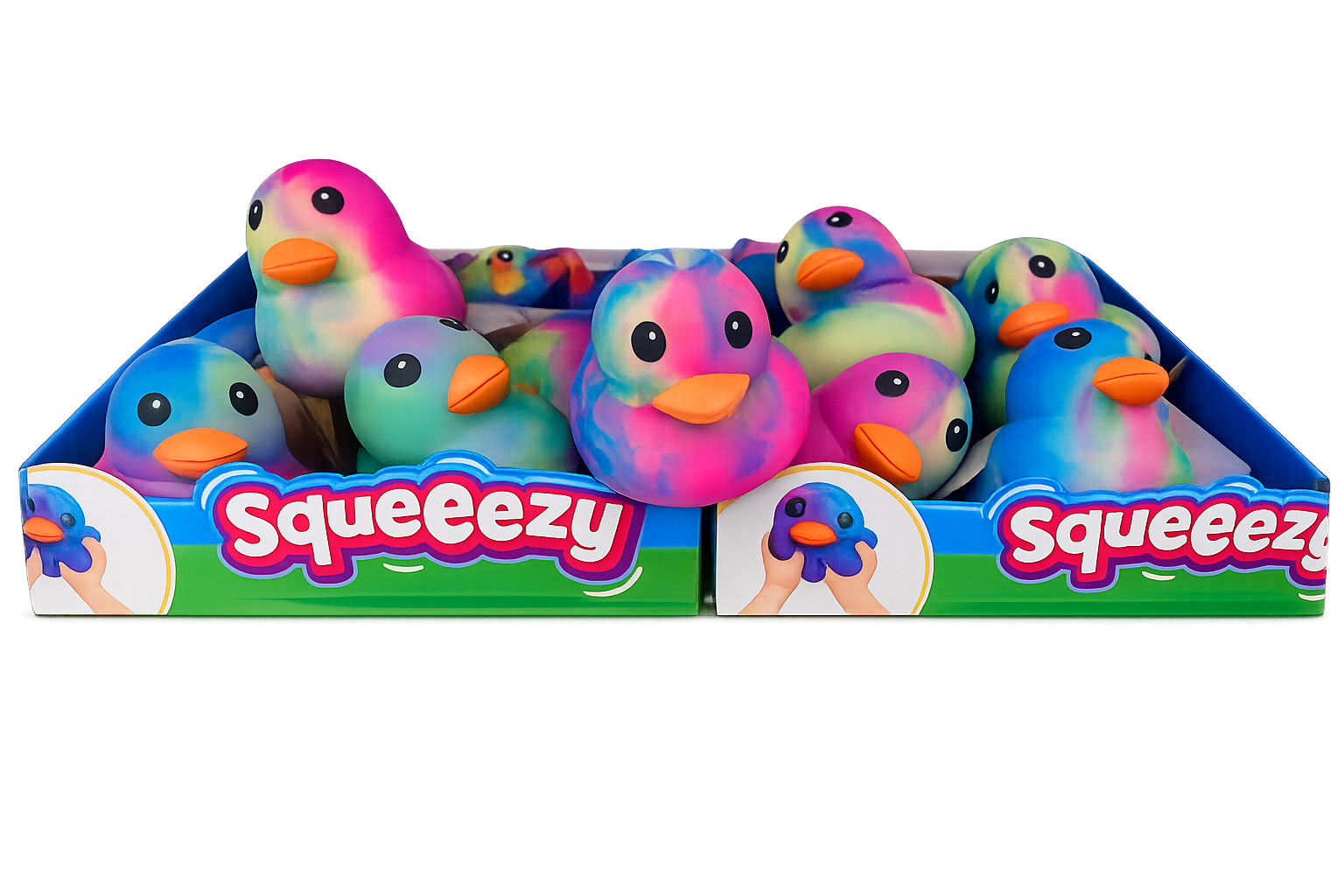 Sunny Days Jumbo Squeezy Ducks – Tie Dye Squishy Stress Relief Toy – NEW