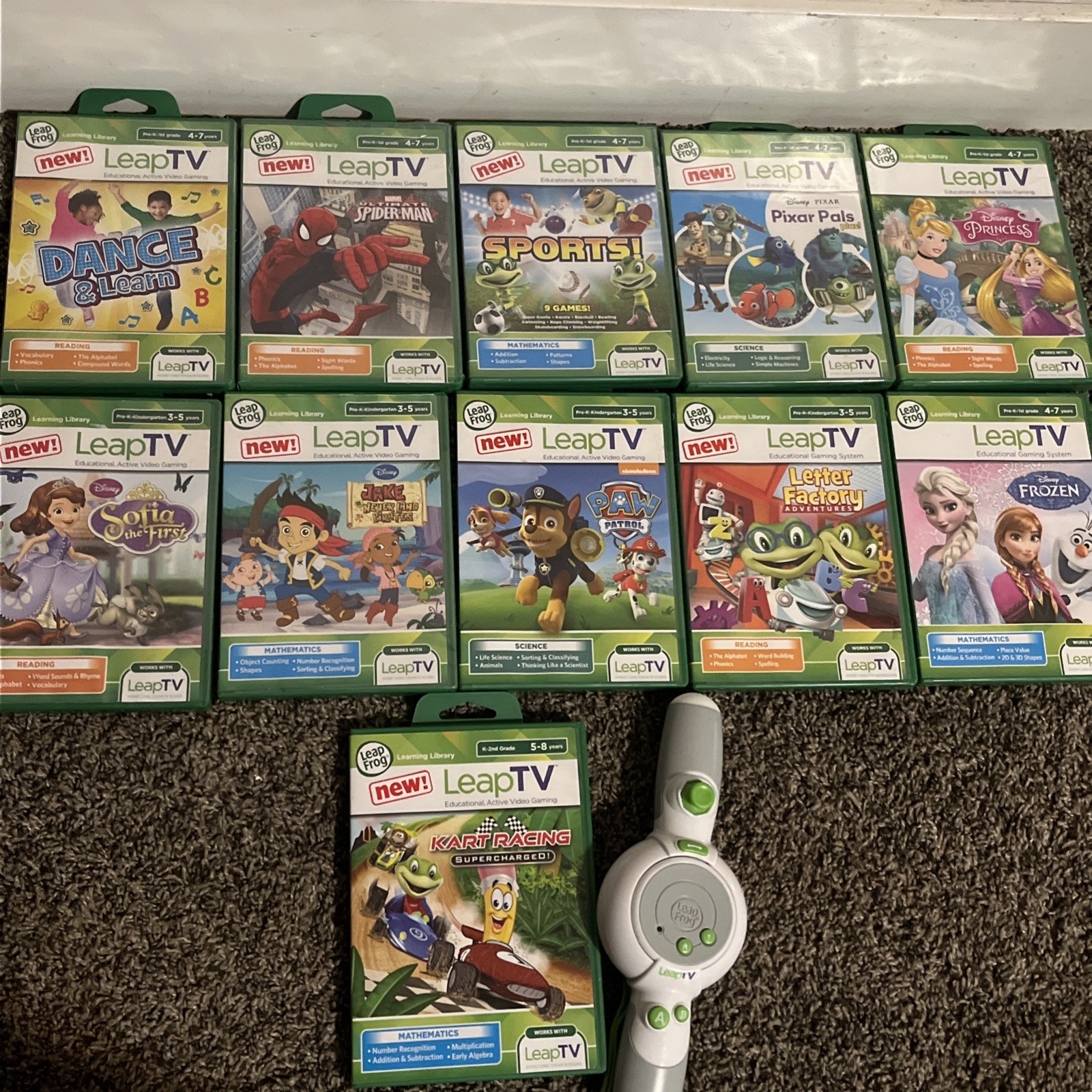 Leap Frog Leap TV Educational Video Games Lot of 11 plus Remote