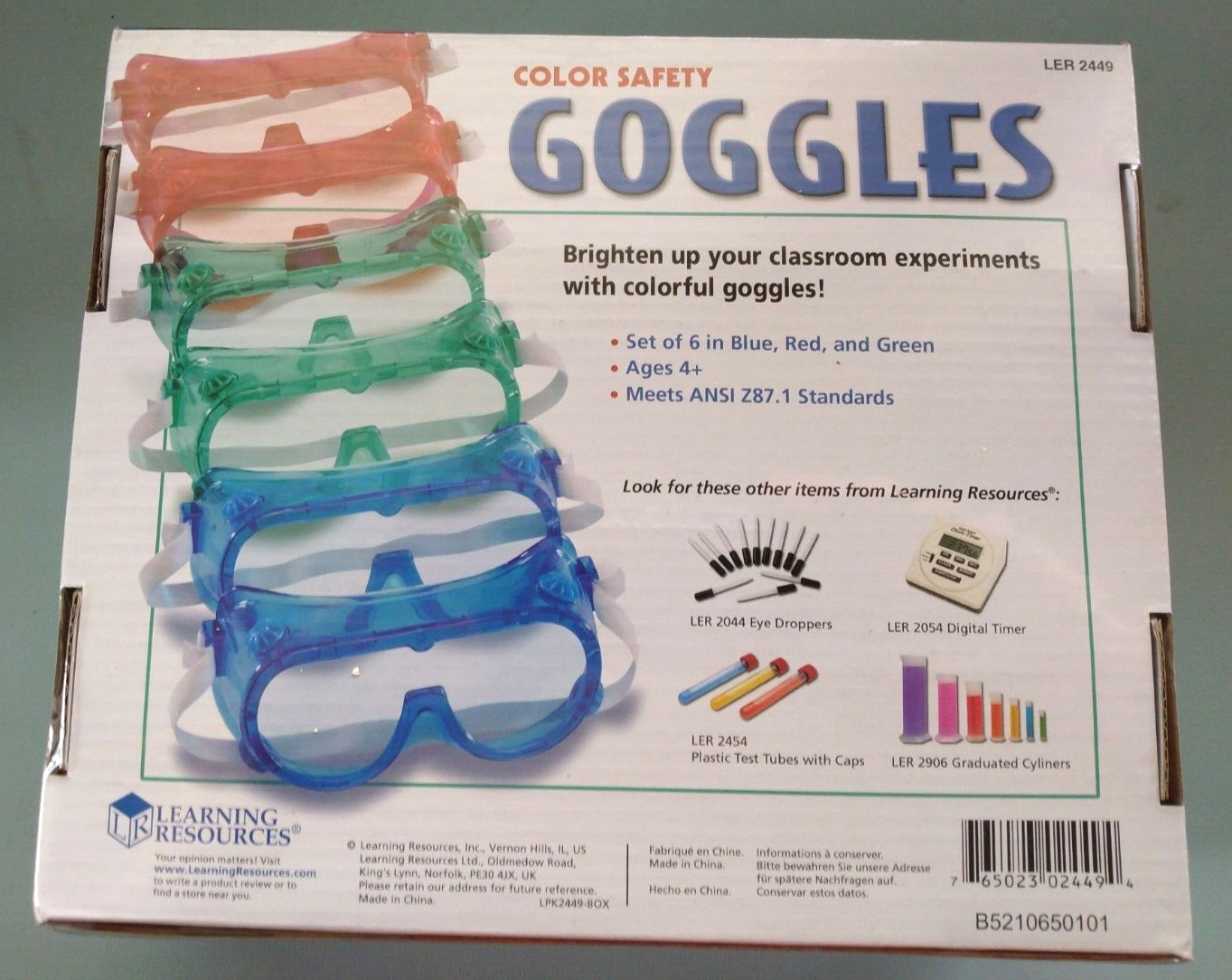 Learning Resources Color Safety Googles, Meets ANSI Z87. Standards – Set of 6
