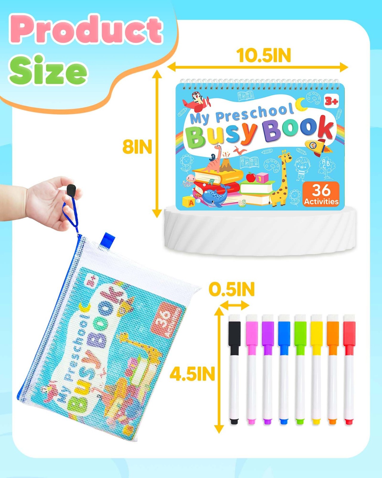 Toddler Busy Book Preschool Learning 8.5 x 11 inches (A4 size), Multicolored