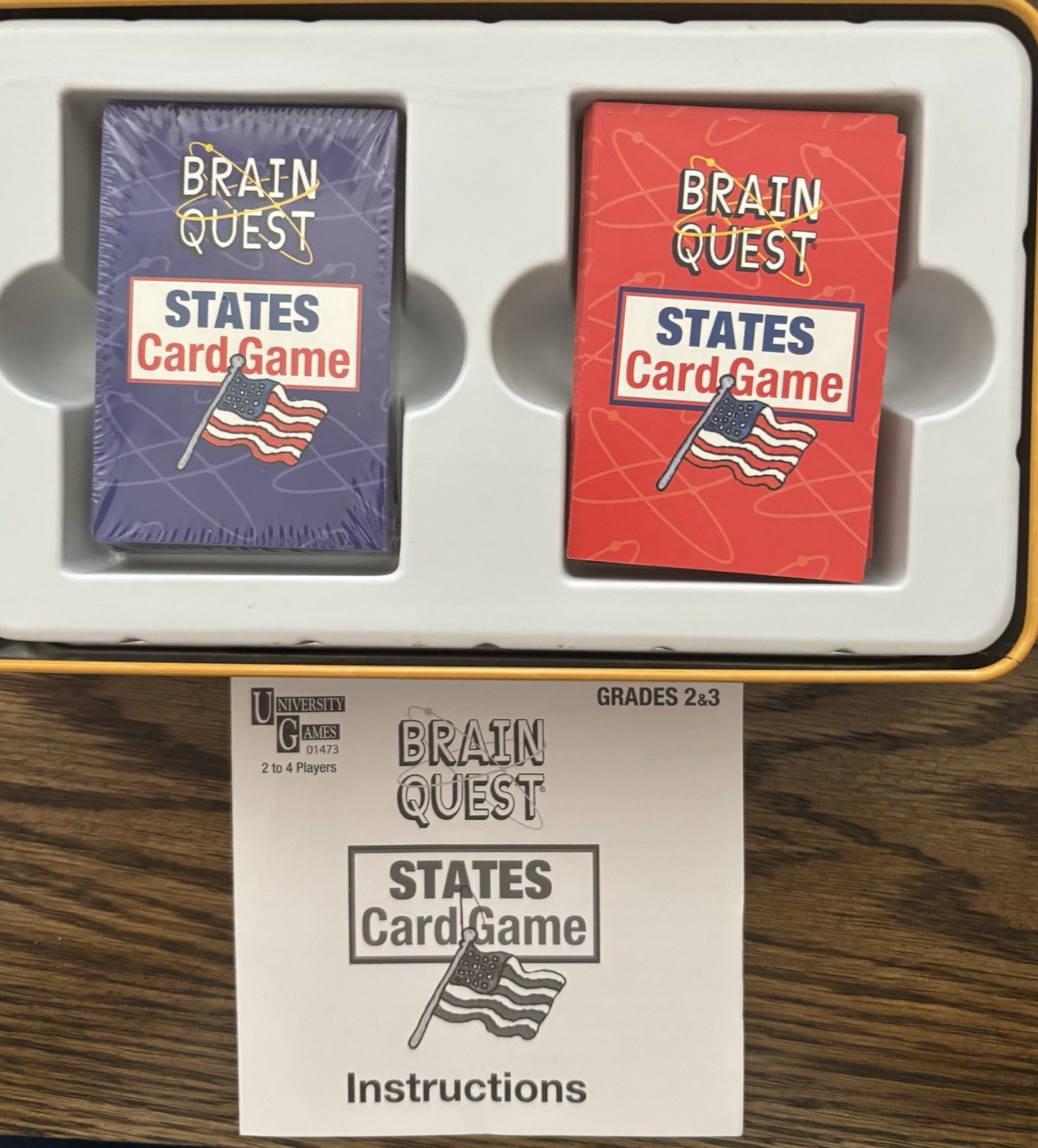 Brain Quest States Trivia Card Game Grades 2 & 3 With Storage Tin Open Box