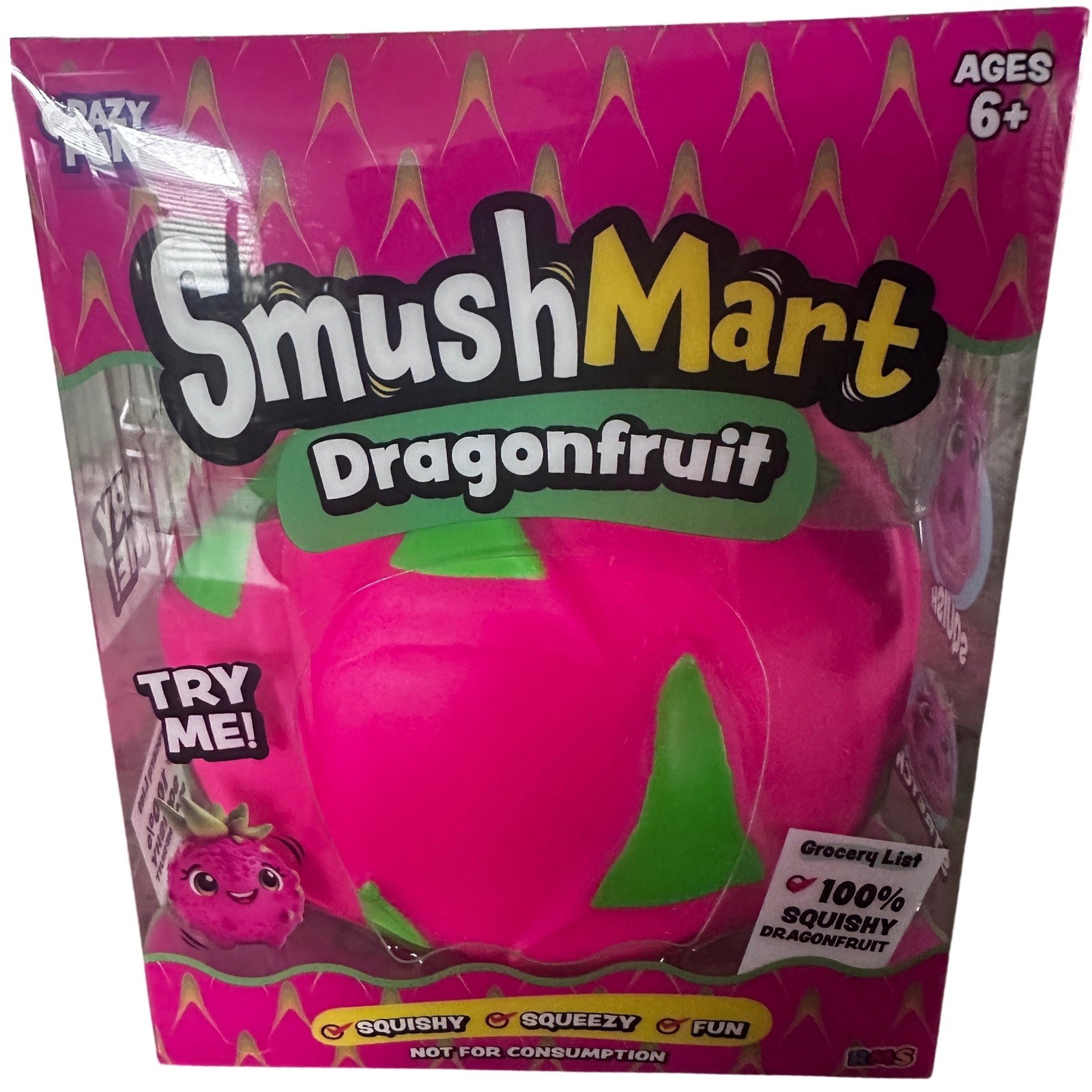 Crazy Fun Smush Mart Dragonfruit Squishy Scented Viral Toy Pink Green New
