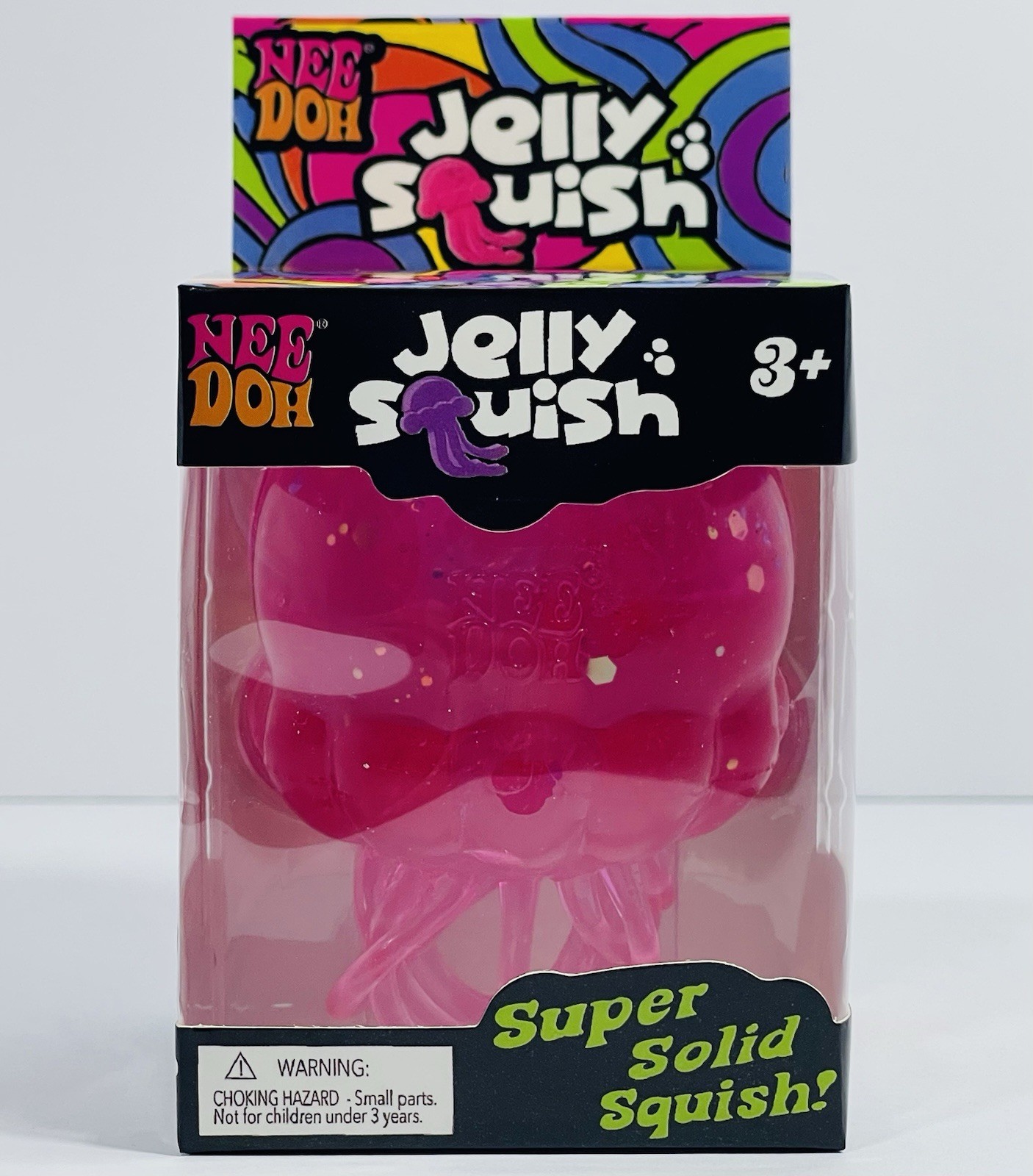 New In Box Nee Doh Jelly Squish Super Solid Squish Squeeze Toy, Pink, Ages 3+
