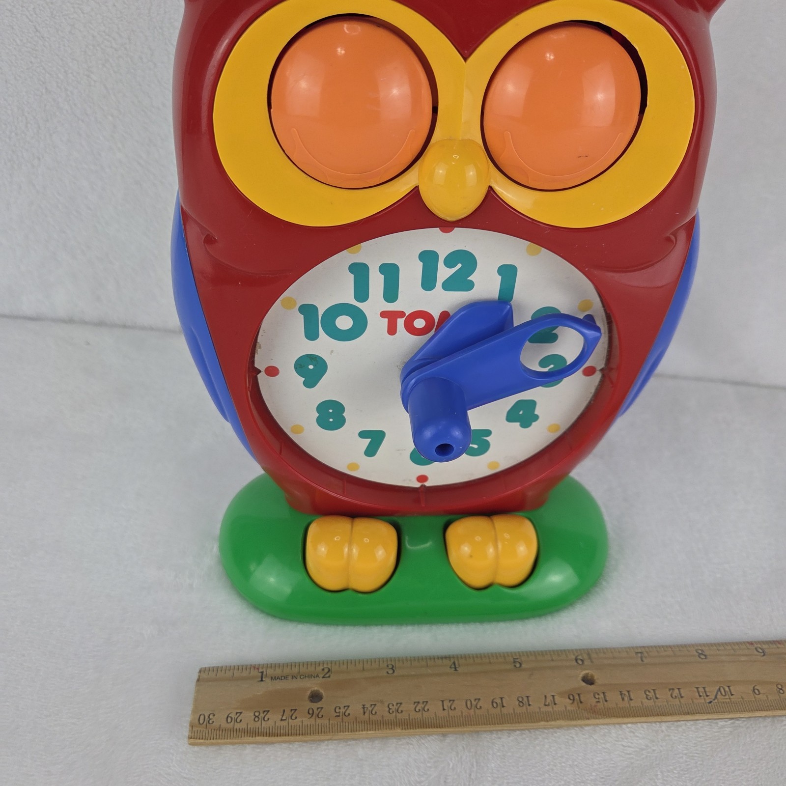 Vintage 1990 TOMY Owl Teaching Clock Toy Mechanical Working Educational