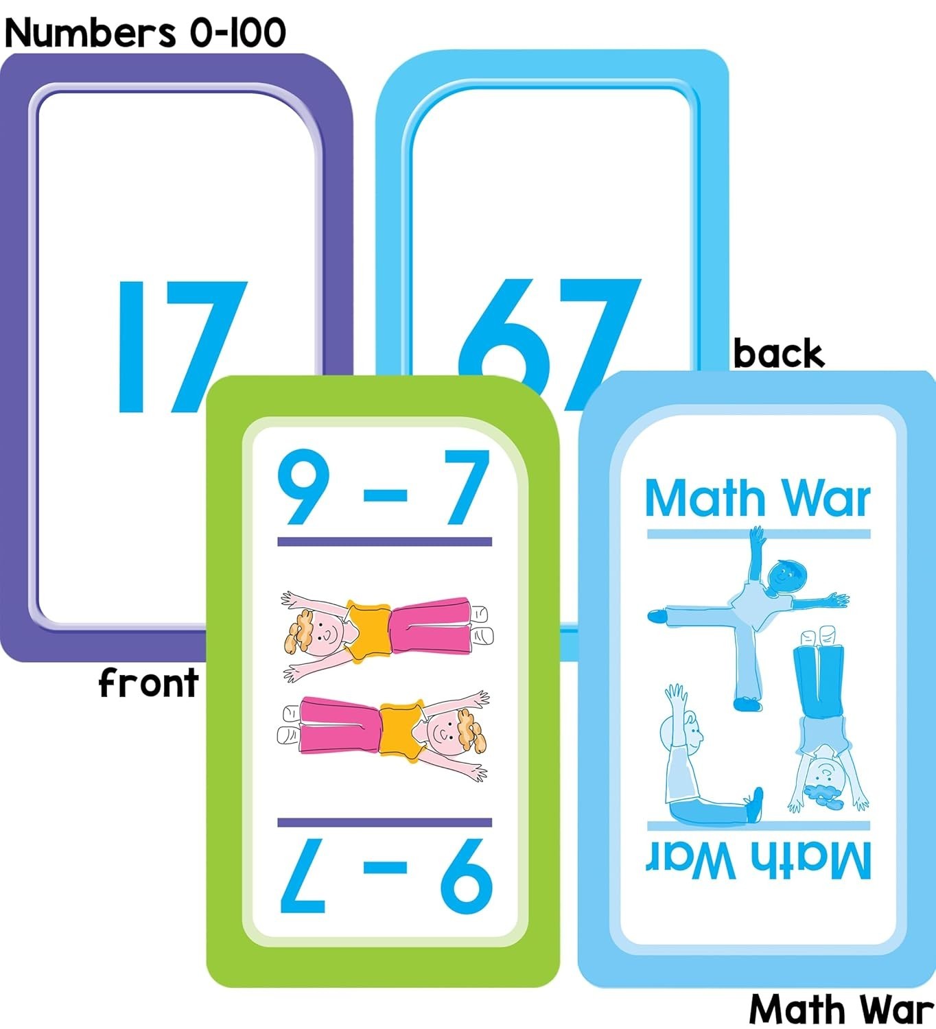 Math Flash Cards Addition Subtraction Numbers 1 to 100 4 pack 1st 2nd Grade Kids