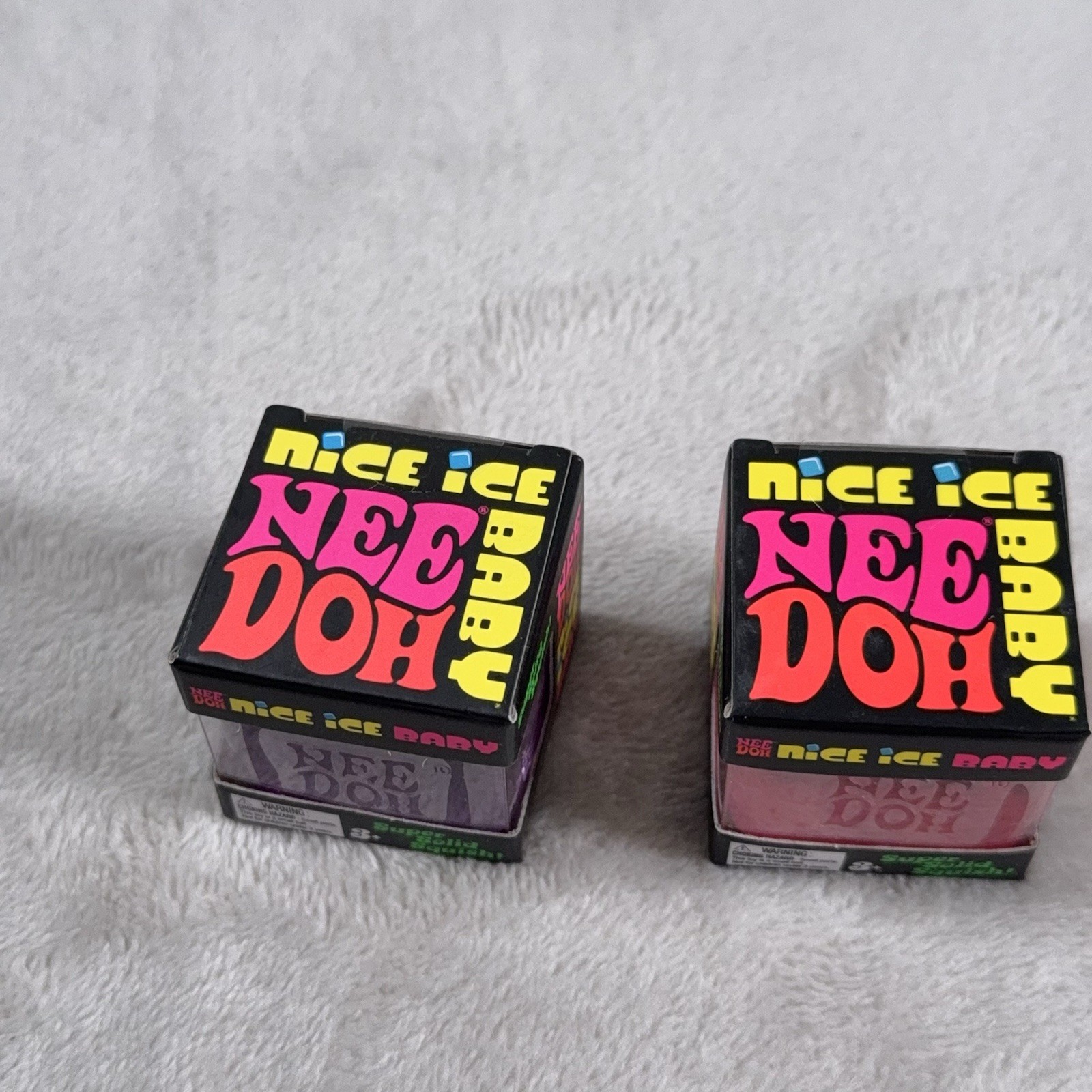 NeeDoh Nice Ice Baby 1”size – 2 Pack Sensory Toy NEW Purple & Red NIB