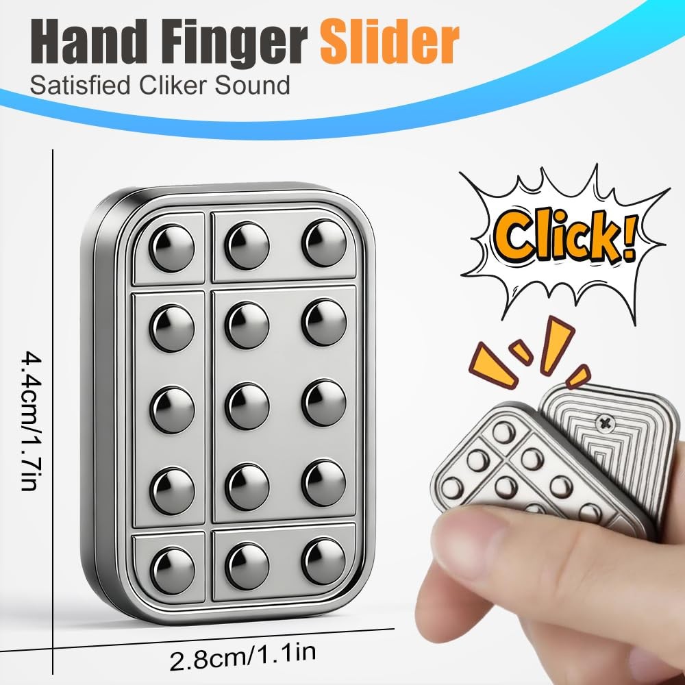 Magnetic Fidget Slider, Metal EDC Alloy Press Pad Push Card, Silvery